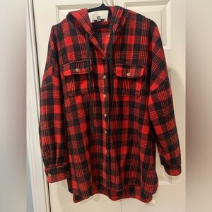 Luuske Red Plaid Hooded Flannel size XL